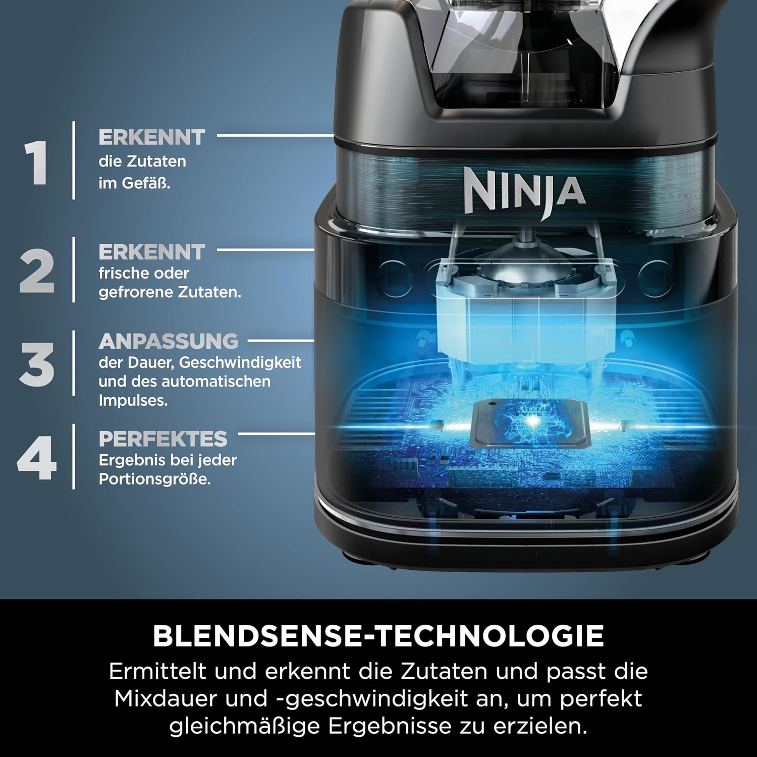 Ninja TB401EU 3-in-1 Detect Power Blender Processor Pro Black | Powerful 1200 W food processor, single serve and dough hook, 1 x single serve cup, jug, dough, mix and chop