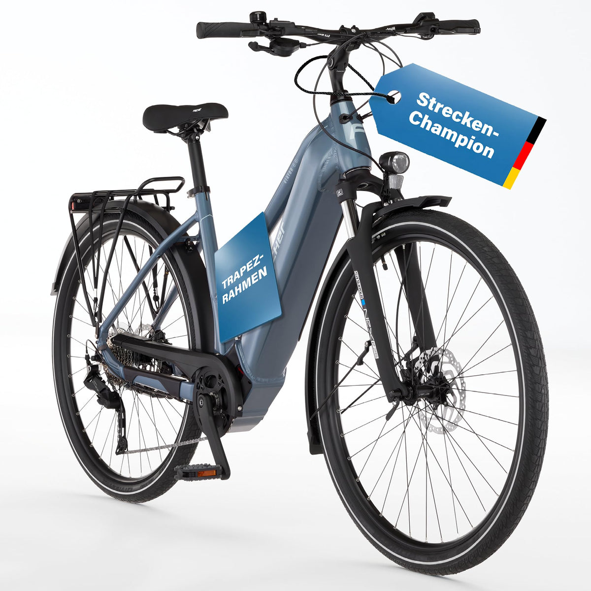 Fischer E-Bike Trekking VIATOR 6.8i Ultimate Electric Bicycle for Men and Women, RH 43, Mid Motor 90 Nm, 36 V Battery