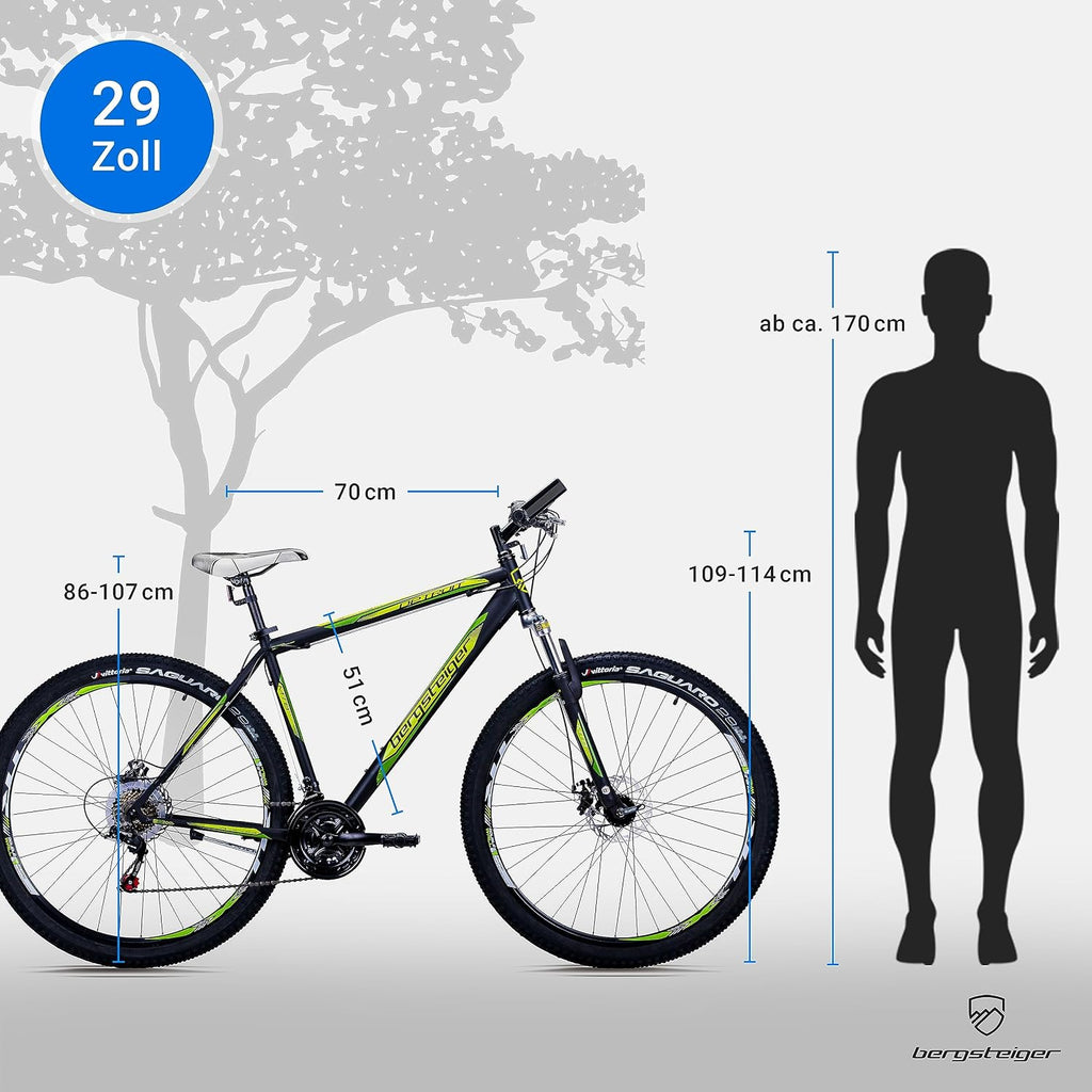 Bergsteiger Detroit 29 Zoll Mountainbike Herren Hardtail MTB 21 Gang