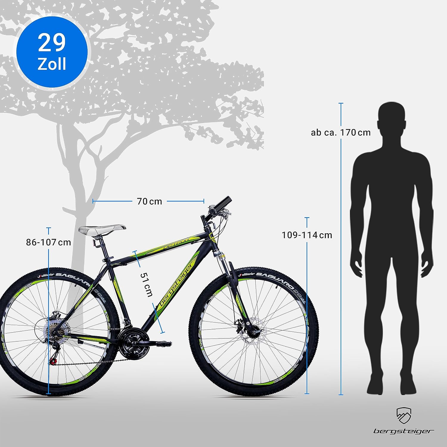Bergsteiger Detroit 29 Zoll Mountainbike Herren Hardtail MTB 21 Gang