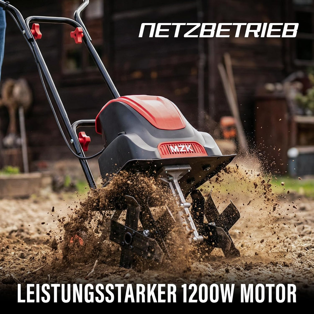 MZK 12-Inch 10.5 Amp Corded Electric Tiller/Cultivator for Gardening, 8-inch tillling Depth with Adjustable Wheels, Electric Garden Rototiller for Garden/Lawn/Yard/ Soil Digging