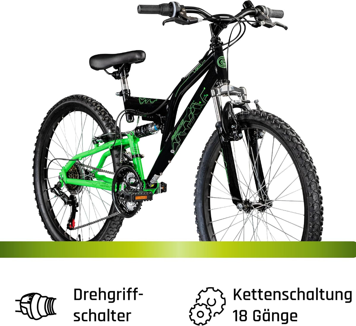 Galano FS180 24 Zoll Jugend Fahrrad 18 Gänge ab 8 Jahre Fully Mountainbike 130-145 cm für Mädchen und Jungen Kinderfahrrad Mountain Bike Jugendfahrrad MTB
