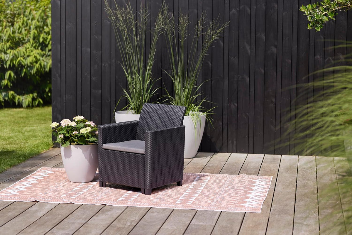 Keter Nora Gartenmöbel Lounge Set, inkl. Sitzkissen, grau, für 4 Personen, wahlweise 3er Sofa + Sessel oder 2x 2-Sitzer Sofa und Tisch