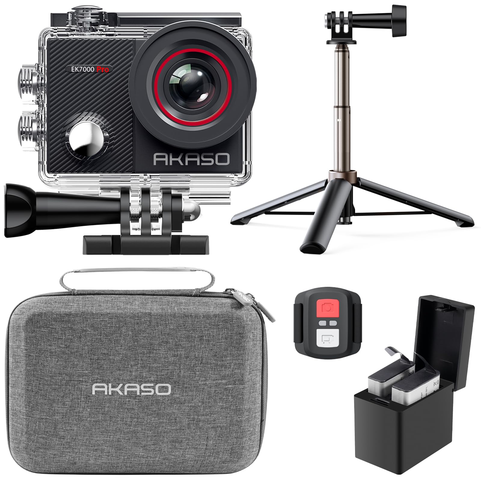 Akaso EK7000 Pro Action Cam 4K30FPS 20MP with Floating Handle Bag | WiFi 40M Underwater Camera Waterproof Ultra HD Touchscreen Adjustable Wide Angle Ice Action Cam with 2.4G Remote Control