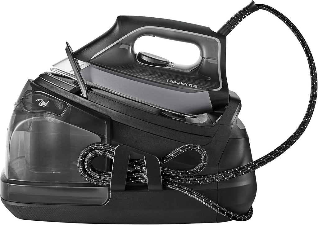 Rowenta Perfect Steam Pro Dampfbügelstation, 2400 W, Dauerdampfmenge 120 g/Min, extra Dampfstoß 430 g/min, Eco-Funktion, 1100 ml abnehmbarer Wassertank, Schwarz, DG8622