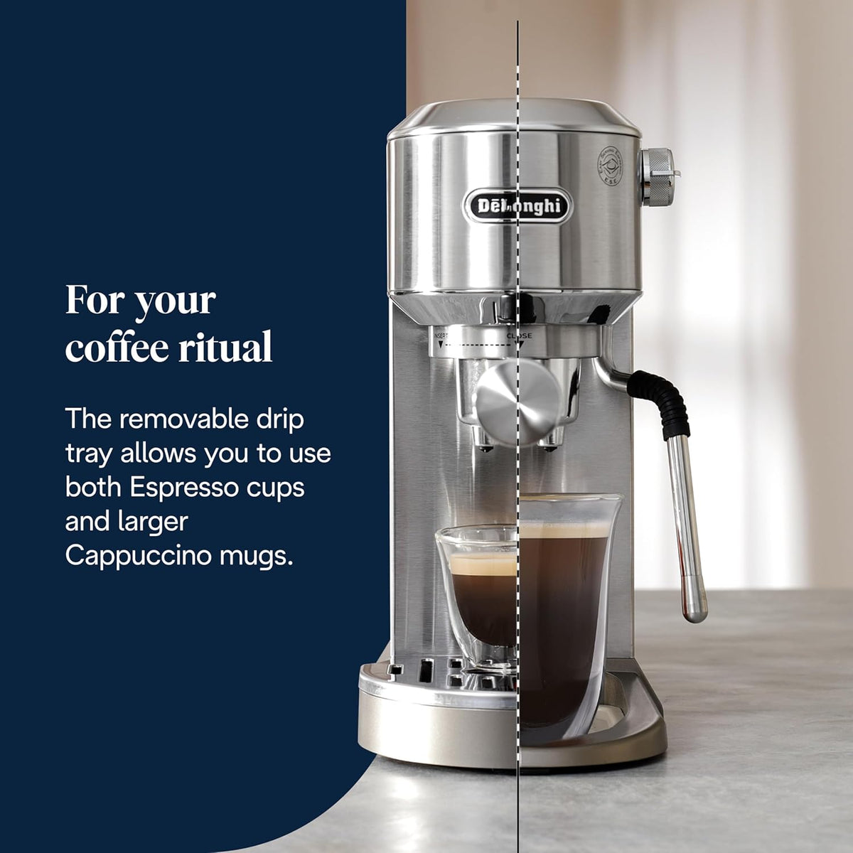 De'Longhi Dedica Duo - Manuelle Espressomaschine mit Cold Brew Metall