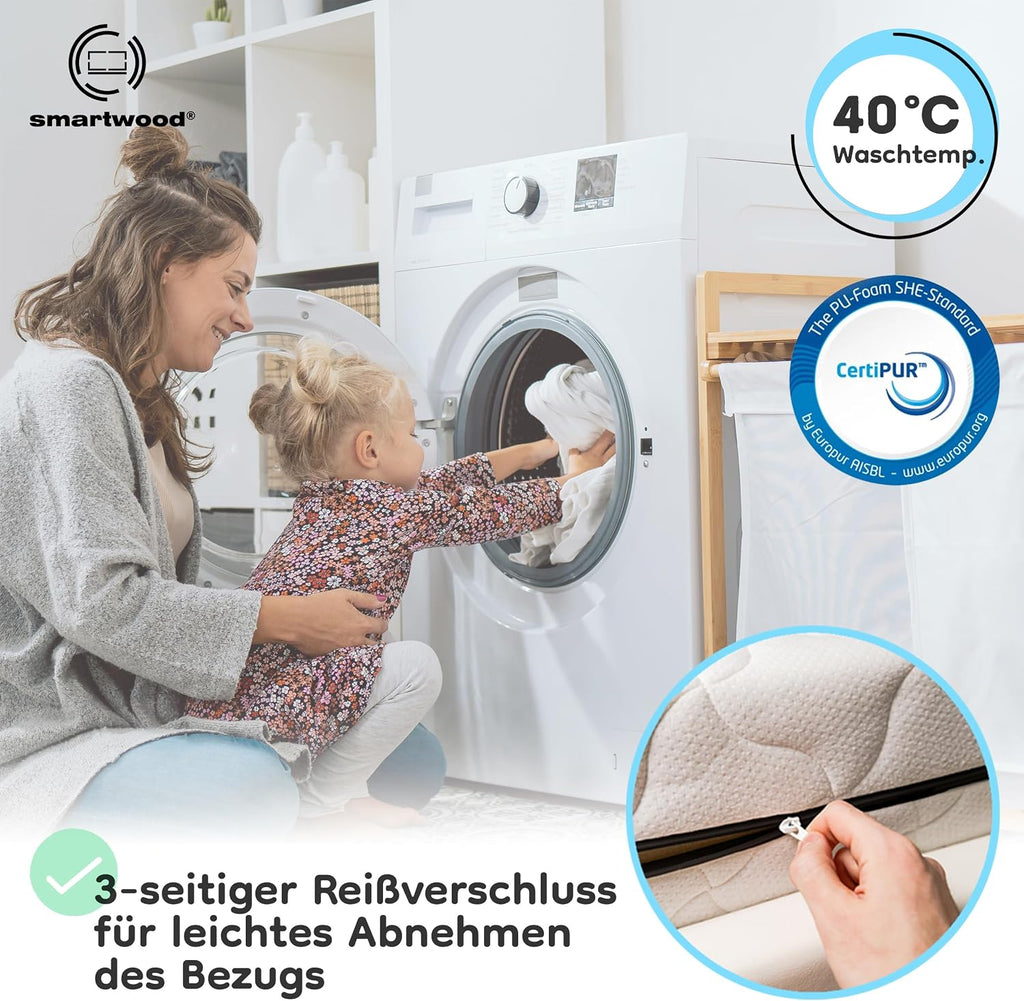 smartwood Matratze 80x150 9 cm, H2, Schaumstoffmatratze, SmartComfort