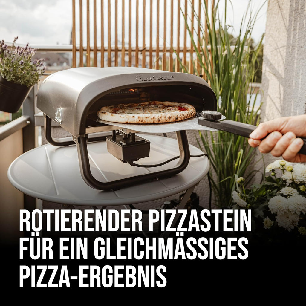Enders® Pizzaofen PACO™ Rotate, Pizzastein rund, Thermometer, Pizza, Edelstahlbrenner, 4kW, Cordierit-Pizzastein 30,5cm, rotierend, stufenlos regulierbarer Edelstahlbrenner #31316