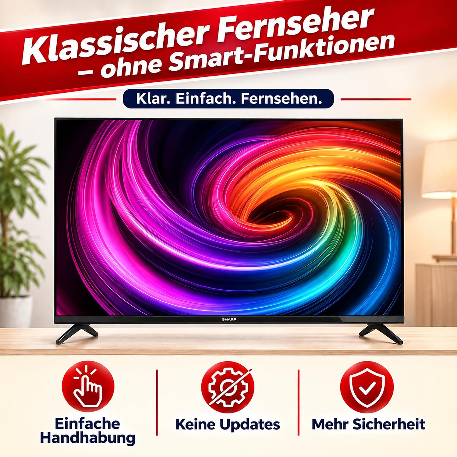 SHARP 24HA1705E Fernseher 24 Zoll (60 cm) LED TV mit HD-Ready Auflösung
