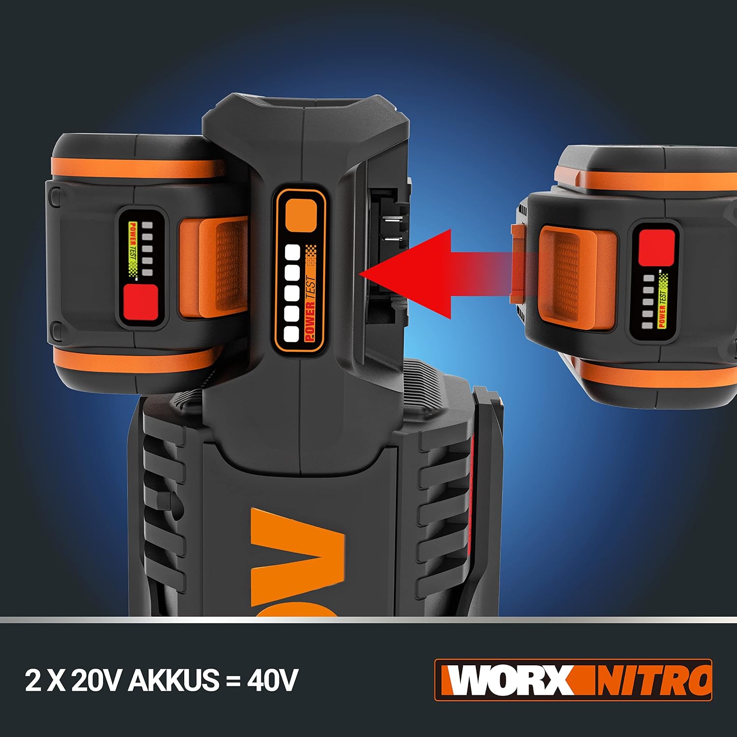 WORX WG186E.92 Akku Sense 40V, 38cm SchnittkreisØ, ohne Akku & Ladegerät