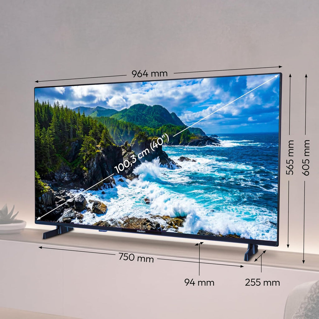 MEDION 100,3 cm (40 Zoll) Full HD Fernseher (Smart-TV, HDR, VIDAA Store, Netflix, Prime Video, Disney+, DAZN, Paramount+, HbbTV, PVR, Bluetooth, MD 840101)