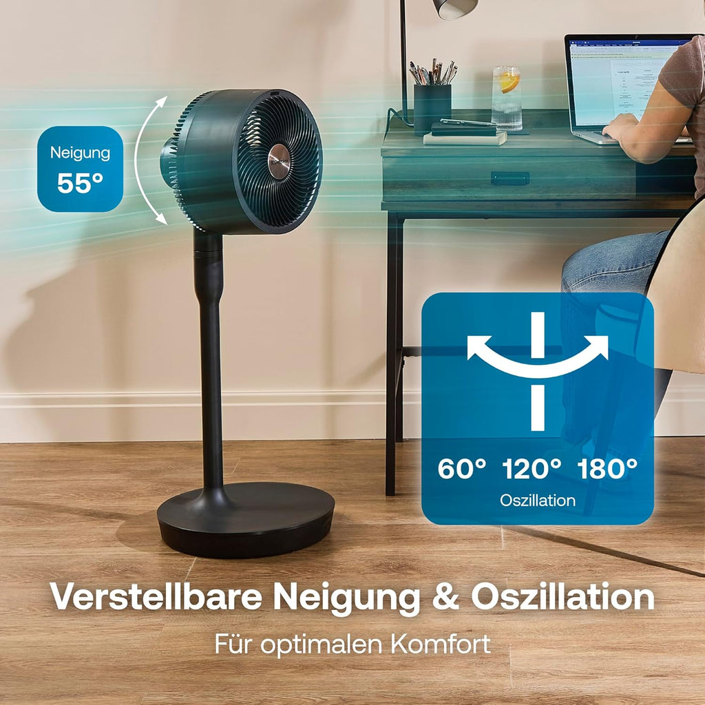 Dimplex DUOCOOL Smart Wireless 2-in-1 Akku-Ventilator – 45h, 36dB, IP54, 20m, Alexa, App, Schwarz