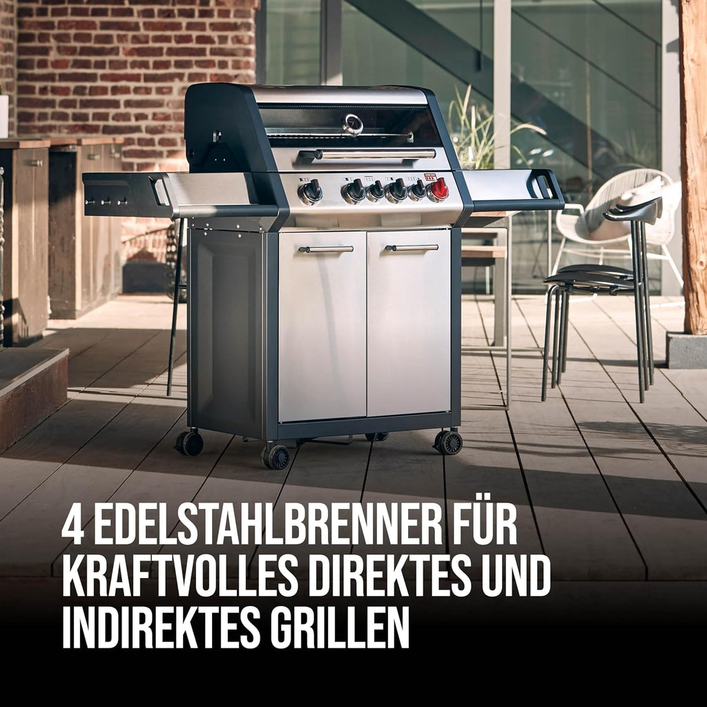 Enders Monroe Pro 4 SIK Turbo 8378 Gasgrill, 4 Brenner, 3182 cm², 800°C Turbo Zone, Silber