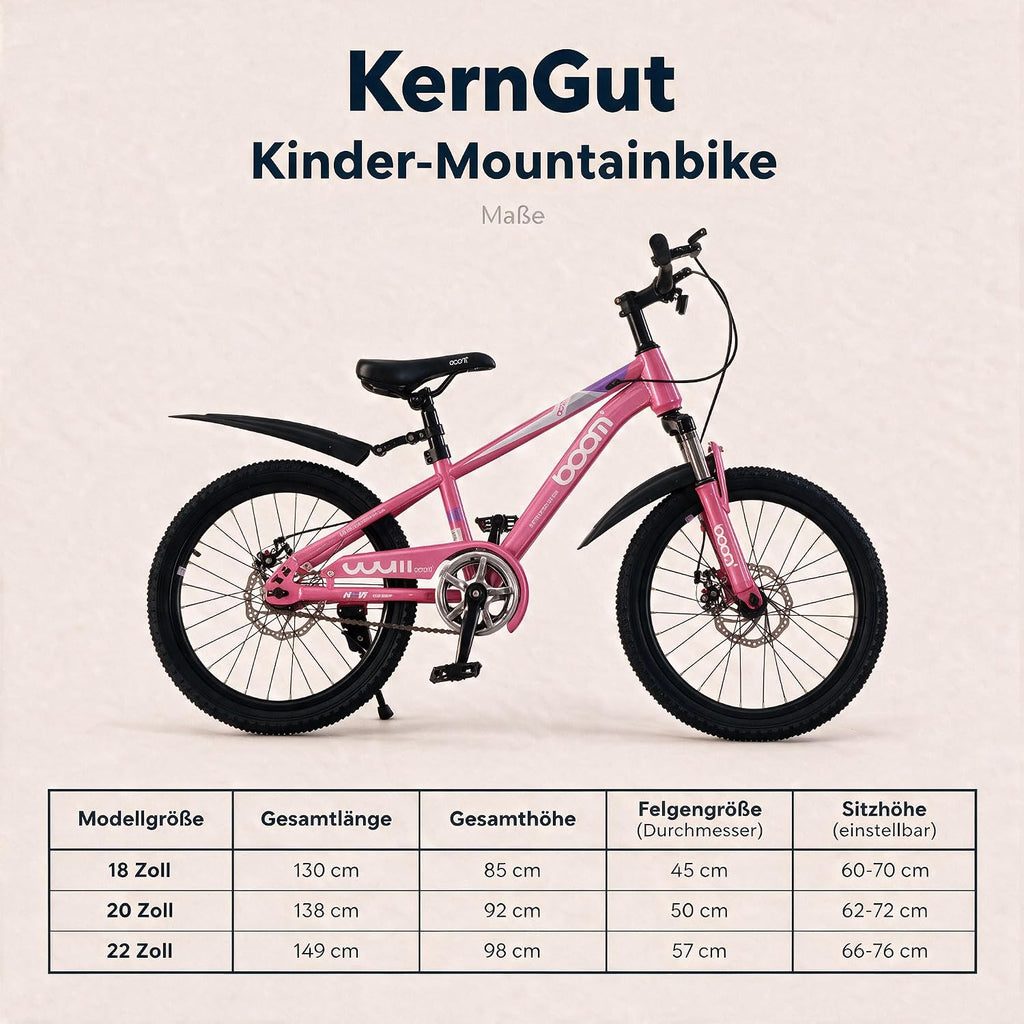 Kinderfahrrad Mountainbike für Jungen Mädchen 5-14 Jahre, 18/20/22 Zoll, Stoßdämpfer, Doppelscheibenbremse, Schlammbrett