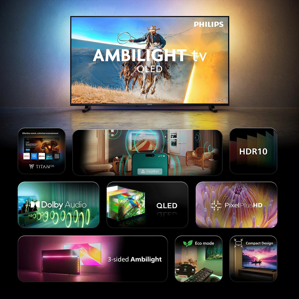 PHILIPS Ambilight TV 40PQS6901/12 40 Zoll FHD QLED Smart-TV