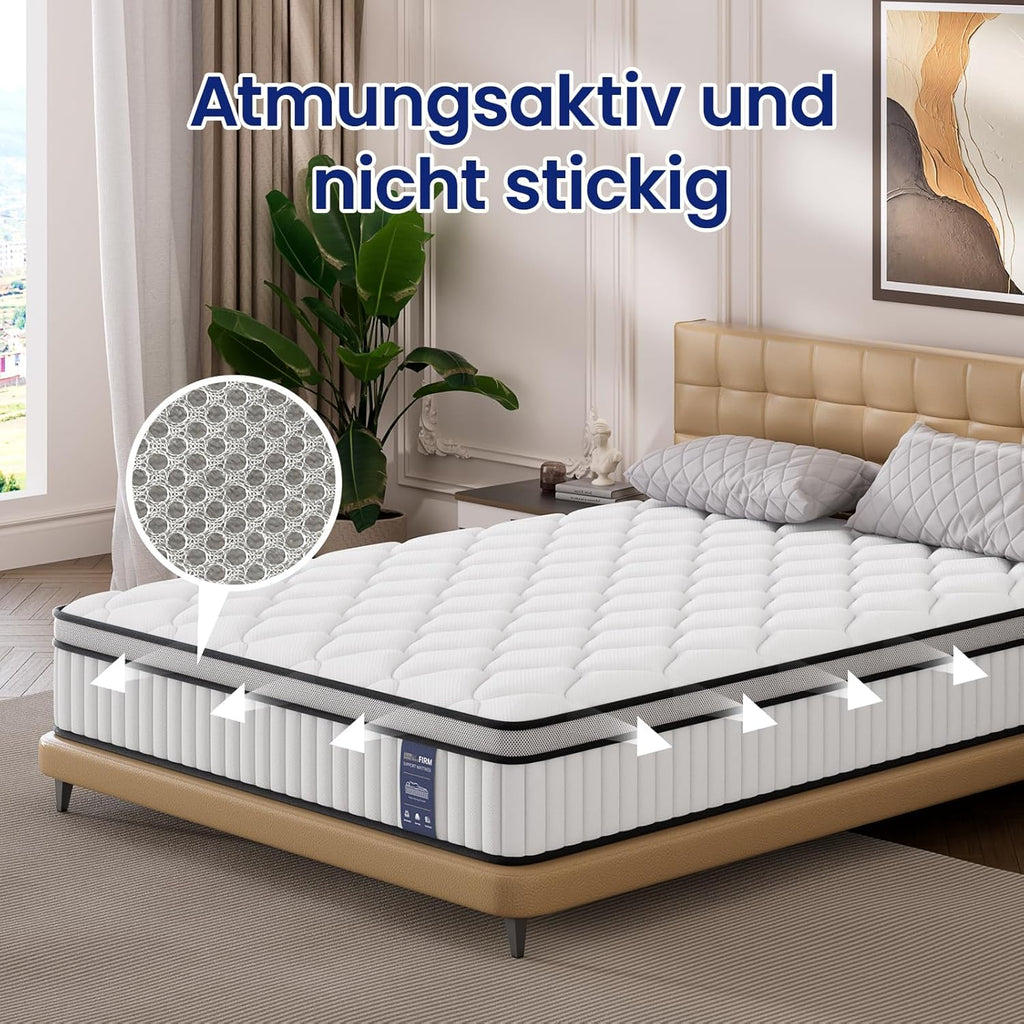 BedStory Matratze 160x200cm,Taschenfederkernmatratze Höhe 26cm,Orthopädische Matratze mit Komfortschaum H3&H4 Härtegrad,Federkernmatratze für Erwachsene Öko-Tex Zertifiziert & CertiPUR Zertifiziert