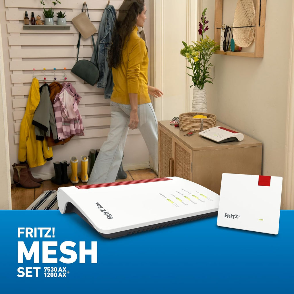 FRITZ!Mesh Set – 7530 AX Wi-Fi 6 Router + 1200 AX Repeater, bis 2.400 MBit/so