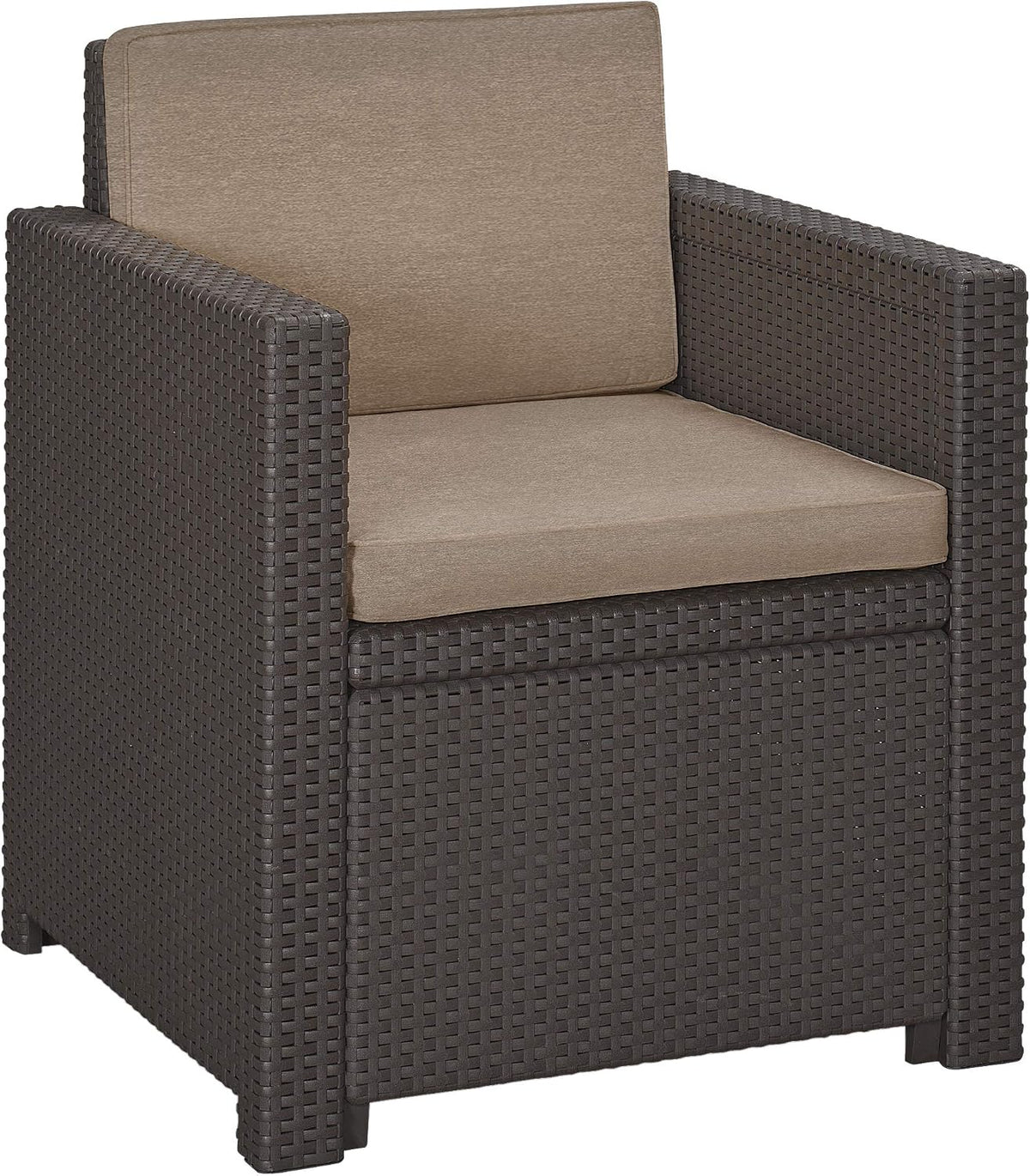 Allibert by Keter Balkonmöbel Set Victoria Balcony, braun/taupe, 3tlg., inkl. Sitz- und Rückenkissen, Kunststoff, flache Rattanoptik