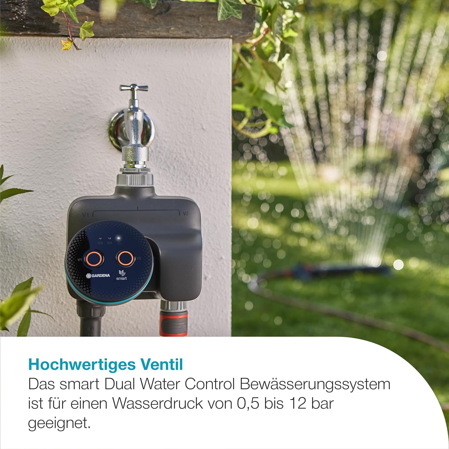 Gardena smart Dual Water Control Bewässerungssteuerung; smart: Datengesteuerte Bewässerung*, Smart Home Integration*, Für zwei unabhängige Gartenbereiche, Hochwertige Ventiltechnik (19034-20)