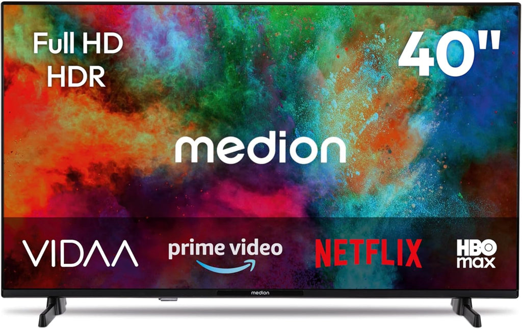 MEDION 100,3 cm (40 Zoll) Full HD Fernseher (Smart-TV, HDR, VIDAA Store, Netflix, Prime Video, Disney+, DAZN, Paramount+, HbbTV, PVR, Bluetooth, MD 840101)