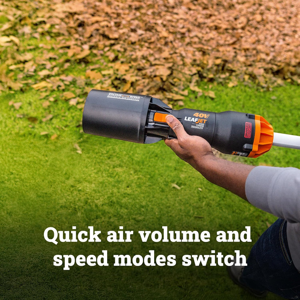 Worx Akku-Laubbläser, 40 V, 165 MPH, 620 CFM, PowerShare, bürstenloser Motor, leicht, nur Werkzeug