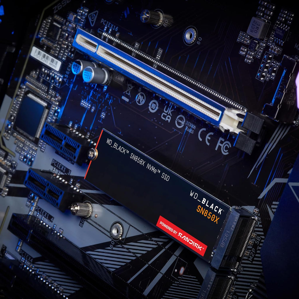 WD_BLACK SN850X NVMe SSD 2 TB Internal SSD (Gaming Memory, PCIe Gen4 Technology, Read 7,300 MB/s, Write 6,600 MB/s) Black