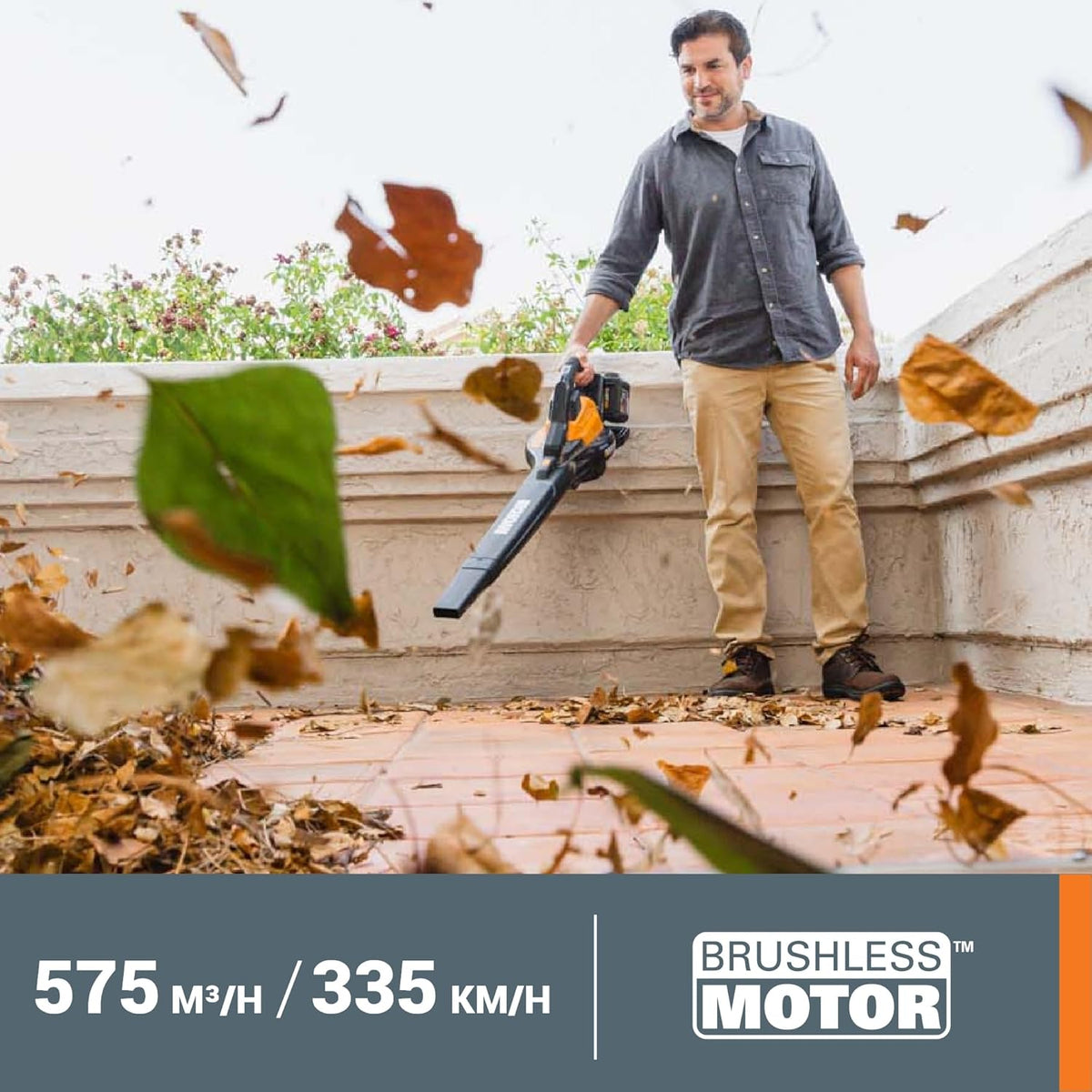 WORX WG583E.9 Akku-Laubbläser/Laubsauger 40V(2x20V), 575 m³/h Blasleistung