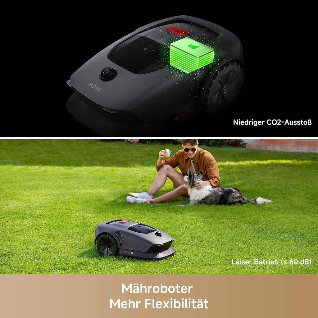MOVA 600 Kit, Rasenmäher Roboter mit 81x Ersatzmesser, 360° 3D LiDAR Mähroboter ohne Begrenzungskabel & genaue Kartierung bis 800 m², Smarte Hindernisvermeidung, App-Steuerung, U-förmiges Schneiden