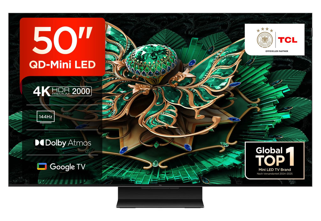 TCL 65C7K 65 Zoll QD-Mini LED Fernseher, 4K HDR Premium 2600, Smart Google TV mit 144Hz Motion Clarity Pro (Dolby Vision IQ & Atmos, CrystGlow HVA Panel, Audio von Bang & Olufsen, Game Master)