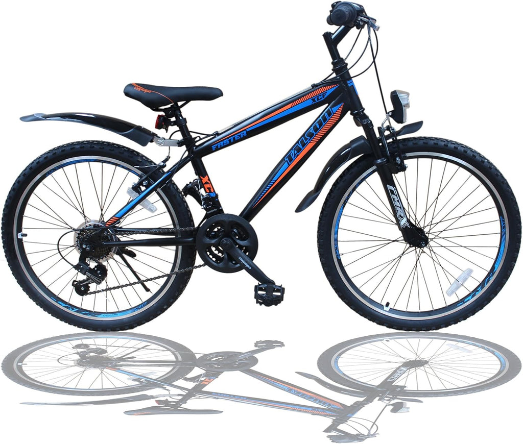 Talson 24 Zoll Mountainbike Fahrrad MIT GABELFEDERUNG & Beleuchtung 21-Gang Shimano Faster BBO
