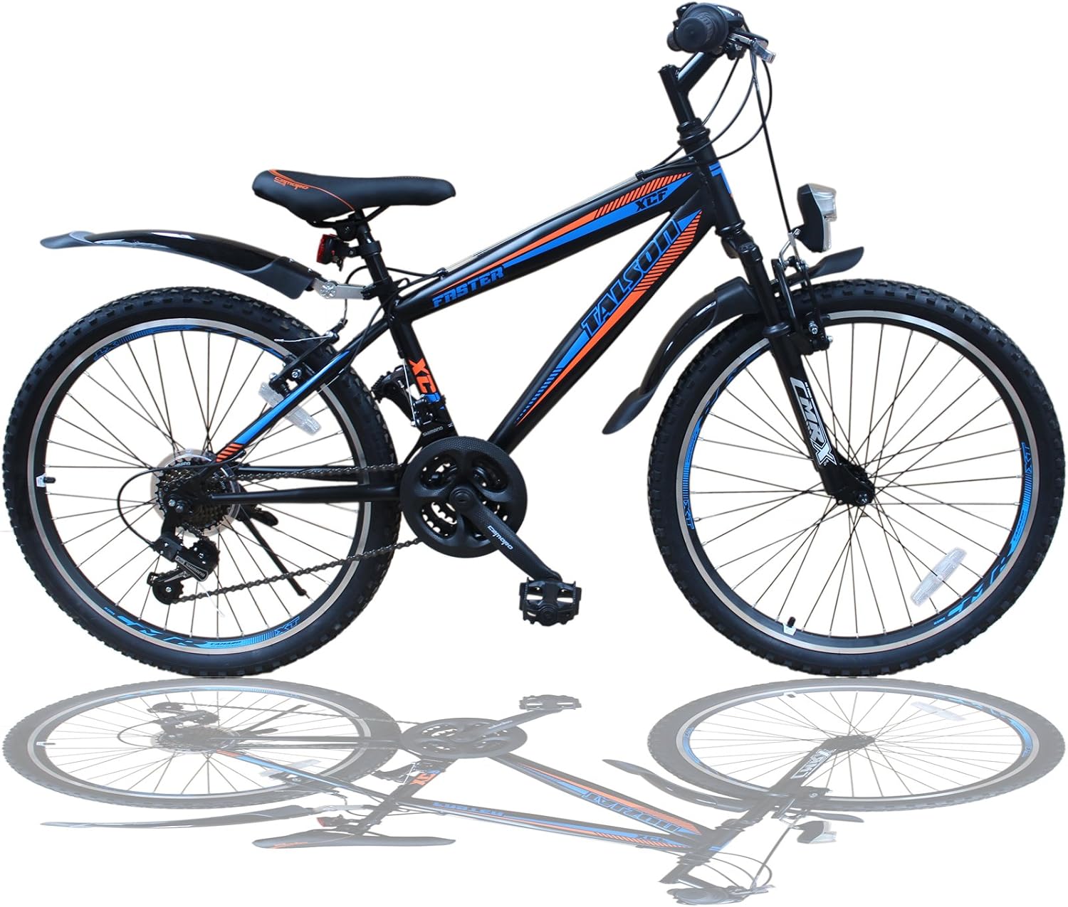 Talson 24 Zoll Mountainbike Fahrrad MIT GABELFEDERUNG & Beleuchtung 21-Gang Shimano Faster BBO