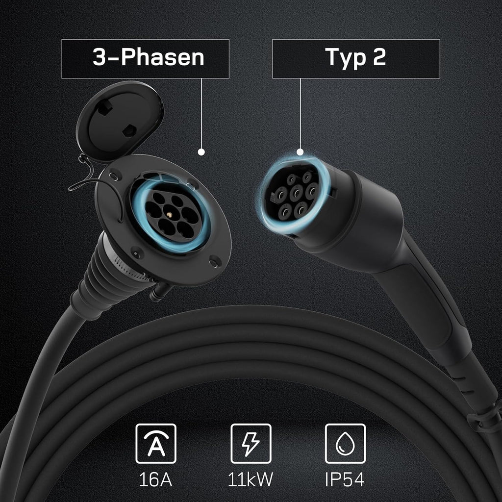 dé Typ 2 Verlängerungskabel für Wallbox[5m, 11kW, 16A] 3-phasig Ladekabel