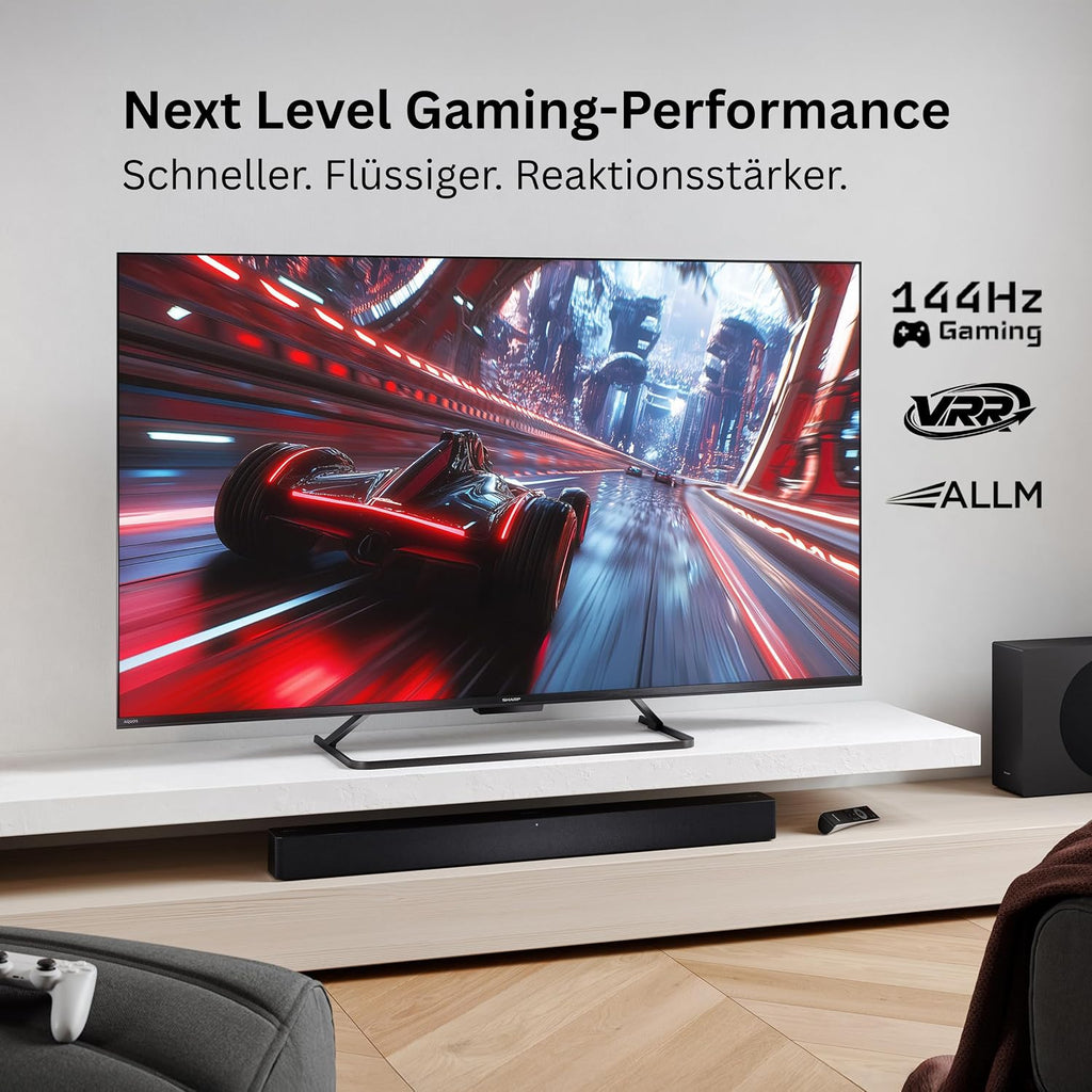 SHARP 43HR7765E QLED Fernseher 43 Zoll Google TV 4K UHD Smart TV 144Hz HDR