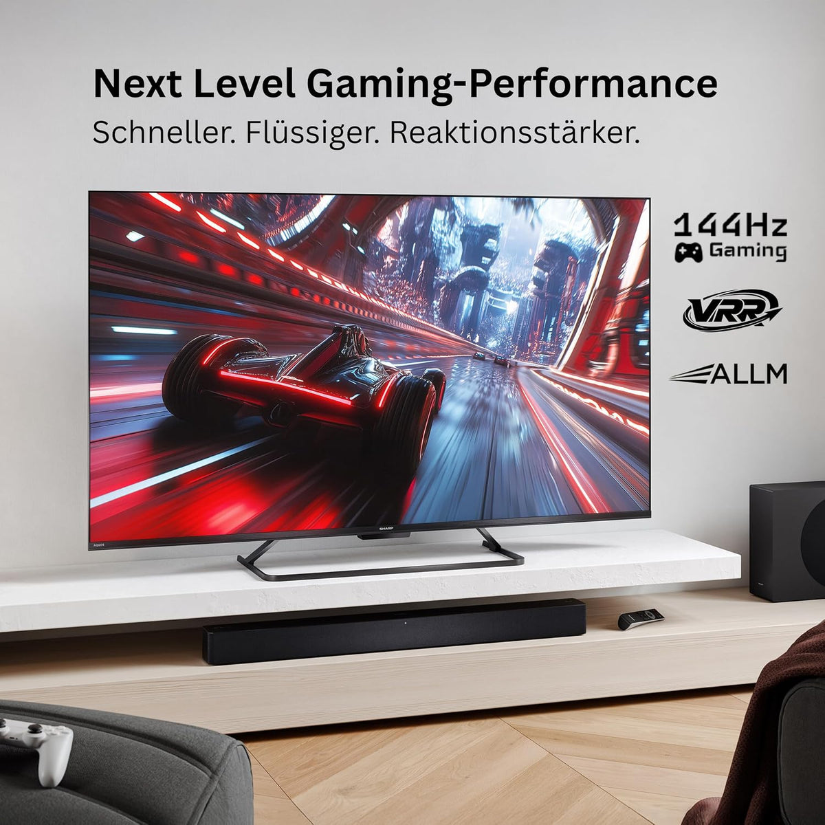 SHARP 43HR7765E QLED Fernseher 43 Zoll Google TV 4K UHD Smart TV 144Hz HDR