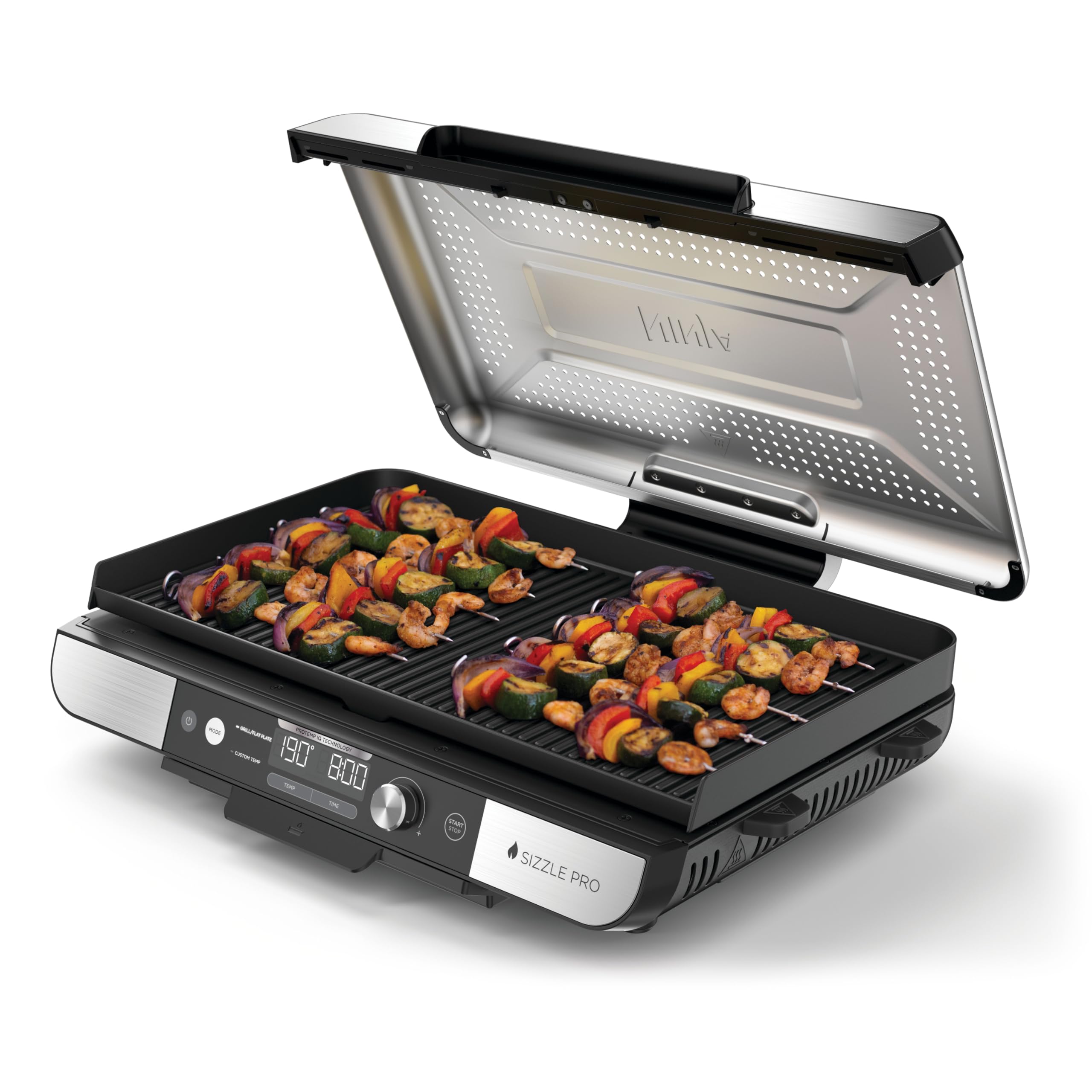 Ninja Sizzle Elektrogrill Indoor & Plancha (Flat Grill Plate) Grau GR101EU