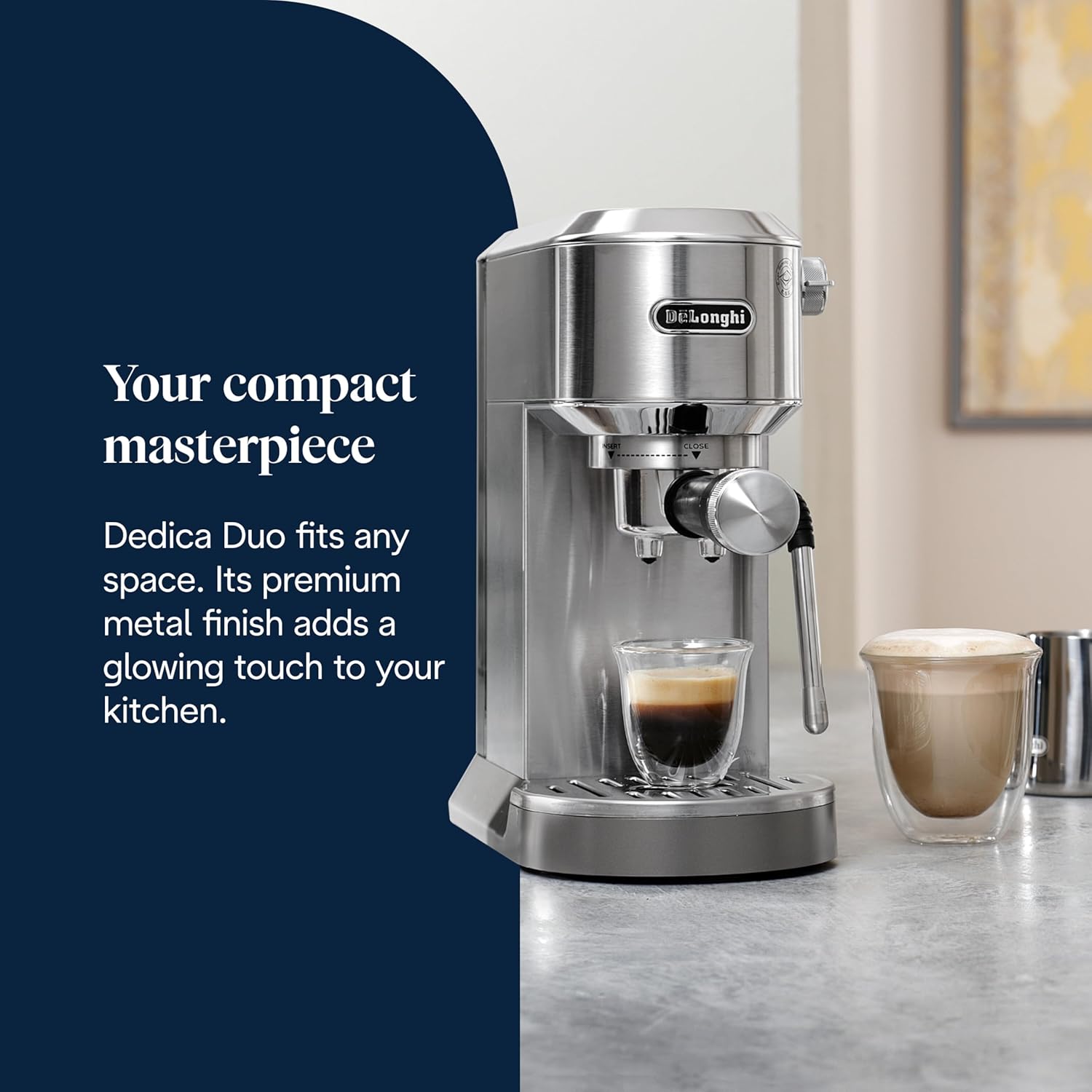 De'Longhi Dedica Duo - Manuelle Espressomaschine mit Cold Brew Metall