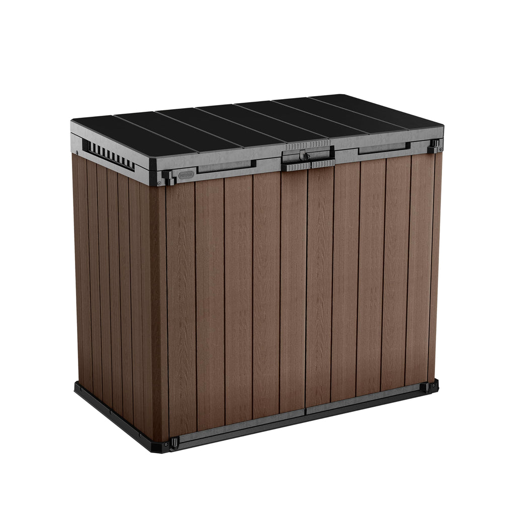 Keter Store It Out Nova Plastic Tool Shed, External Dimensions: 132 x 71.5 x 113.5 cm, 880 L Capacity, Dark Grey, Suitable for 2 x 120 L Wheelie Bins, Weatherproof, Lockable