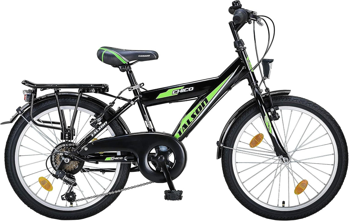 Talson 20 Zoll Kinderfahrrad für Jungen, StVZO, Shimano 6-Gang, Schwarz