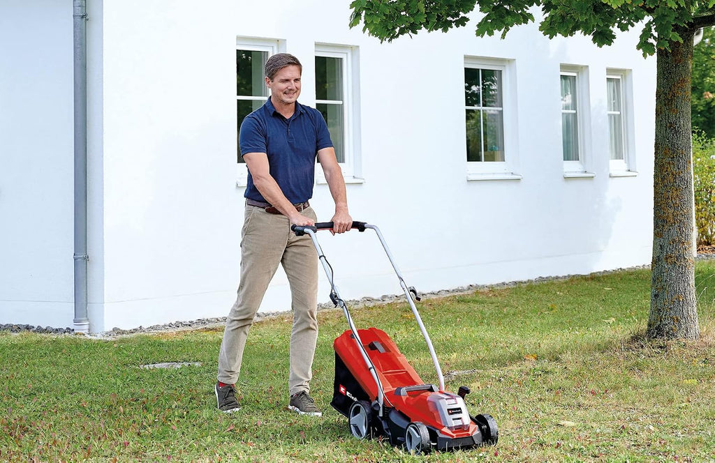 Einhell Cordless Lawnmower with Battery and Charger 18V PXC | 33cm Cutting Width, Brushless Motor, 30L Grass Box, 5 Cutting Heights GE-CM 18/33 Li Battery Lawn Mower