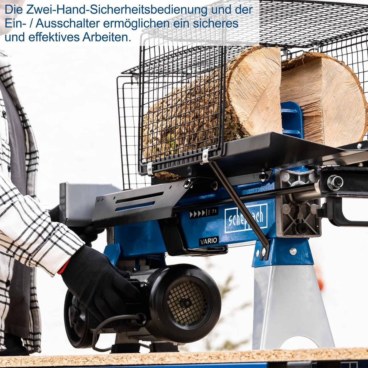 Scheppach liegend Holzspalter HL760LS Brennholzspalter mit Untergestell | Spaltkraft 7 Tonnen | 2200W - 230V | Spaltgutlänge 52cm | SpaltgutØ 25cm | Rücklauf & Einstellbarer Hub | Hydraulikspalter