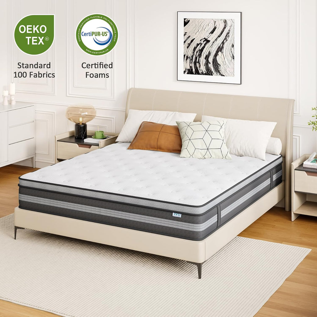180x200 cm Matratze, 30cm höhe, H3 Taschenfederkernmatratze, Gel Memory Foam Hybrid, Taschenfederkern, Atmungsaktiv, Mittelfest, Druckentlastung, Federkernmatratzen Öko-Tex Zertifiziert