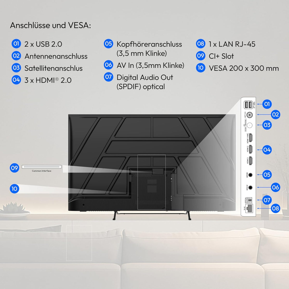 MEDION 125,7 cm (50 Zoll) QLED Fernseher (Smart-TV, Dolby Vision HDR, HBO Max, MagentaTV, Prime Video, Disney+, DAZN, Paramount+, Dolby Atmos, VIDAA Store, PVR, Bluetooth, MD 850602)