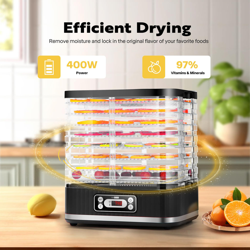 VIVOHOME Dörrautomat mit 8 Einlegefächern 400W BPA frei Dörrgerät mit Temperaturregler von 35°C bis 70°C inkl.72H Timer und Rezept für Fleisch,Obst,Haustier-Leckereieneo