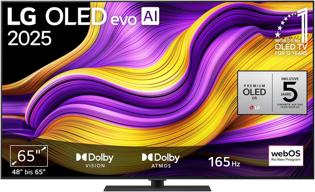LG OLED65G59LS TV 65 Zoll (165 cm) 4K OLED evo AI TV (α11 Gen2 4K AI Prozessor, webOS 25, 120Hz (VRR bis zu 165Hz)) [Modelljahr 2025]