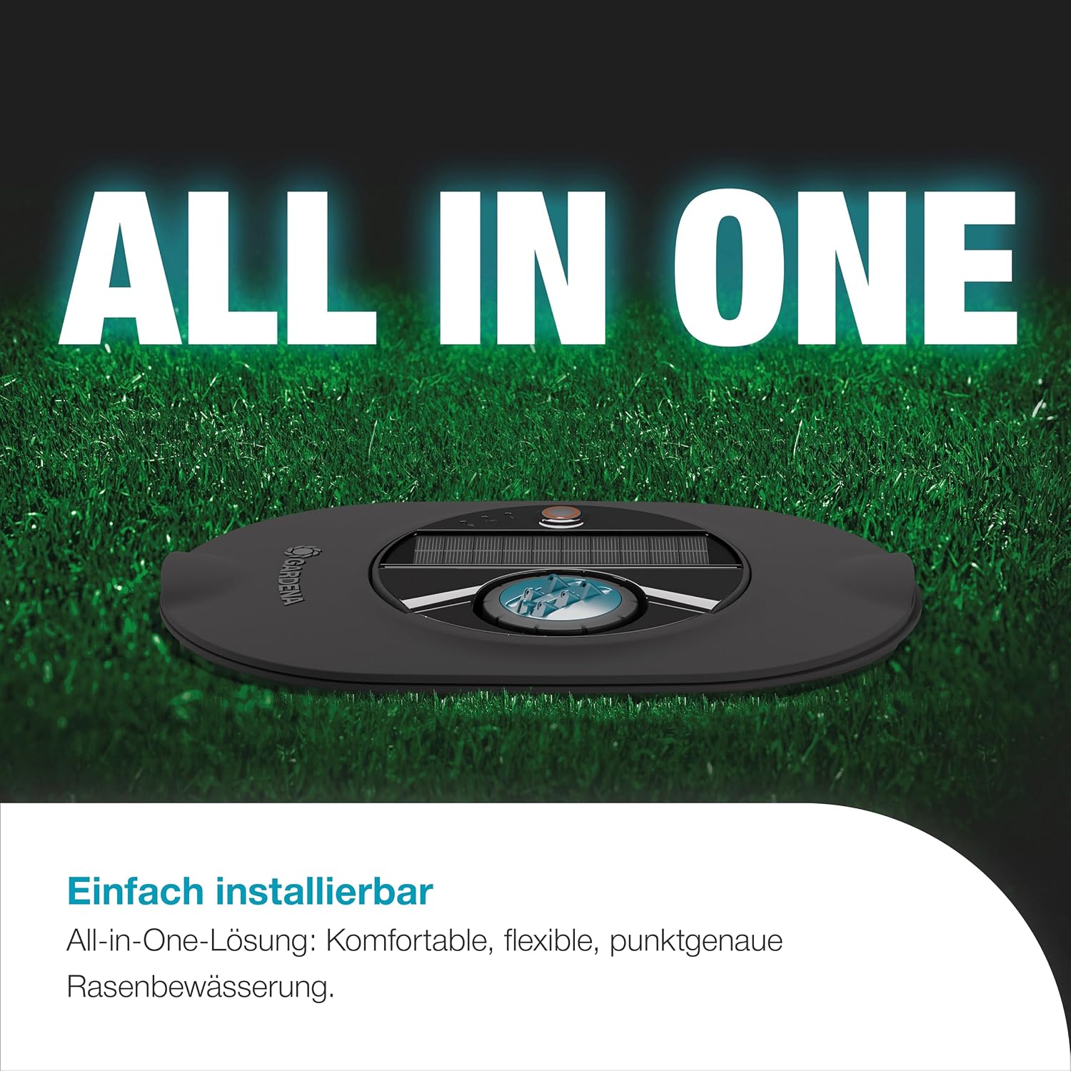 Gardena AquaPrecise, Pipeline Bewässerungssystem für Rasenflächen bis zu 320 m²: solarbetrieben, gleichmäßige Wasserverteilung, für jede Gartenform, Bluetooth, unterirdische Installation (16001-20)