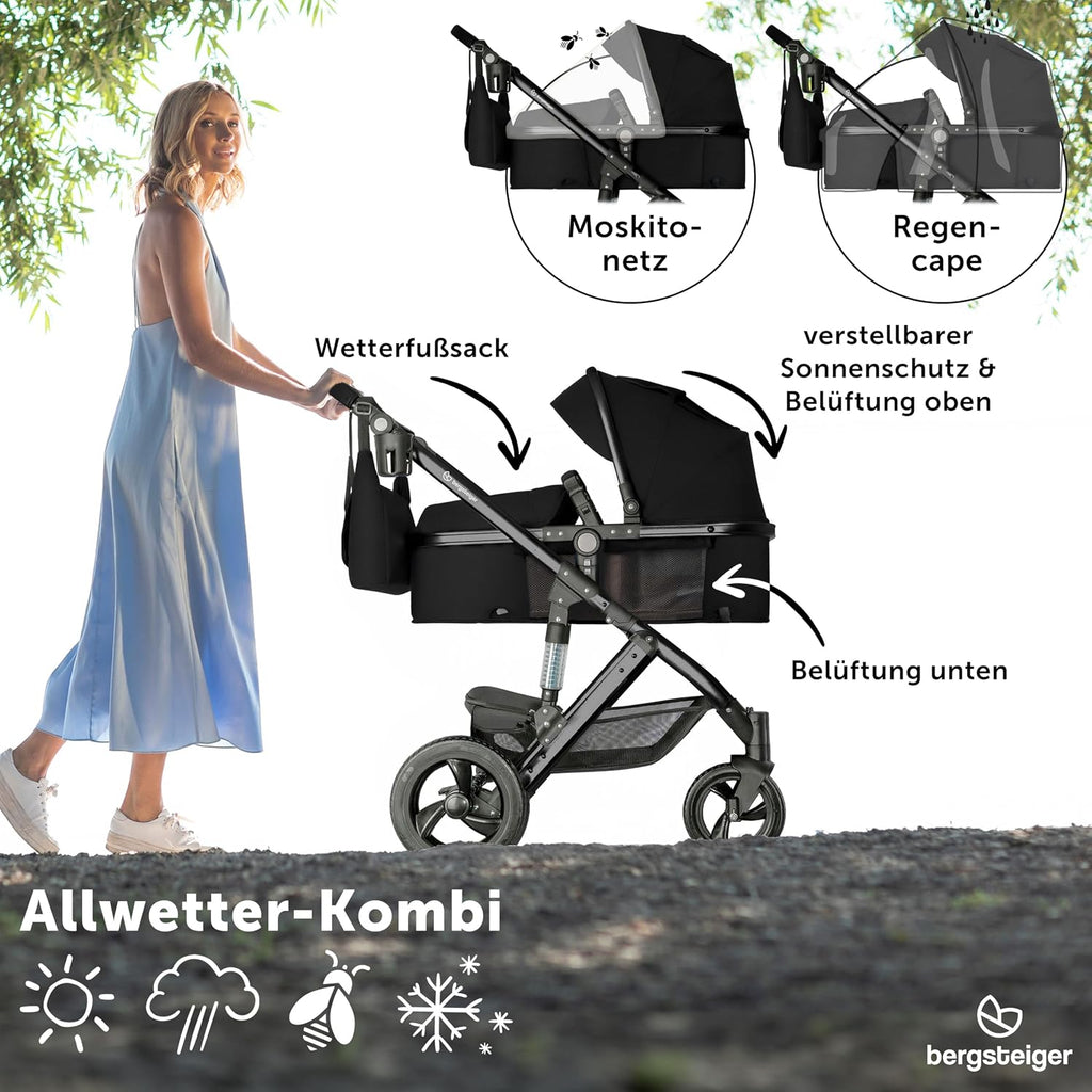 Bergsteiger Nizza Kombikinderwagen 3-in-1 Babywanne Buggy Sportsitz