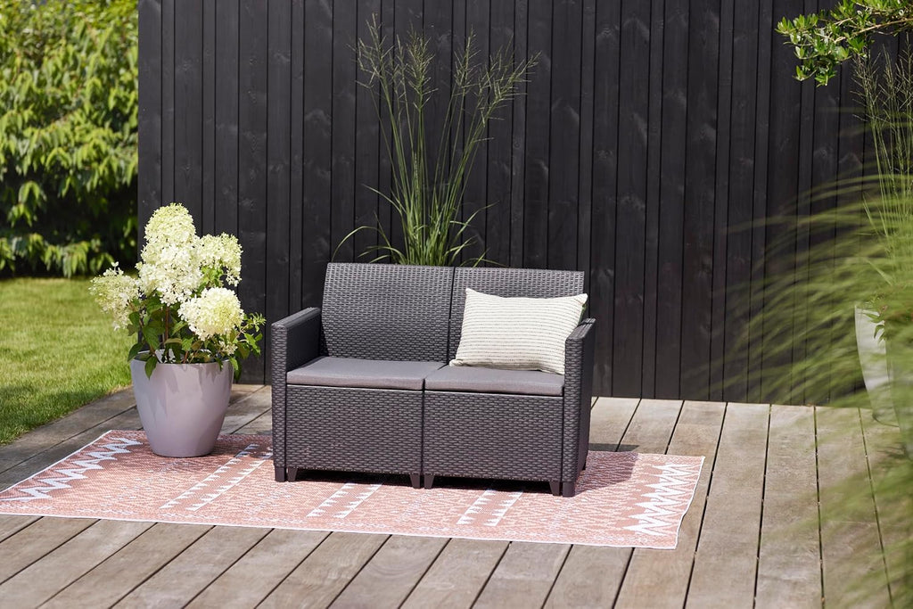 Keter Nora Gartenmöbel Lounge Set, inkl. Sitzkissen, grau, für 4 Personen, wahlweise 3er Sofa + Sessel oder 2x 2-Sitzer Sofa und Tisch