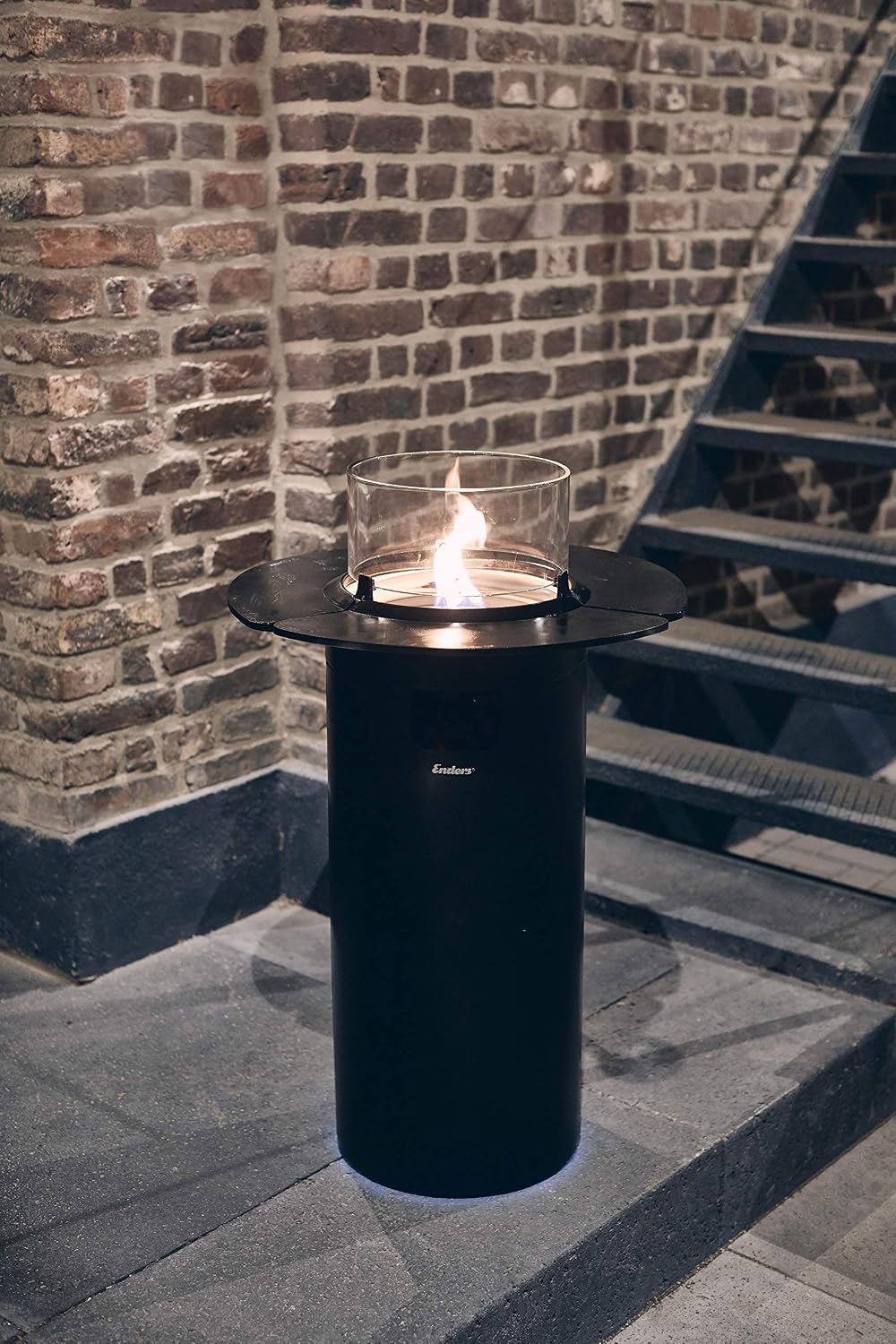 Enders Terrassenfeuer NOVA LED L BLACK, Gas Terrassenfeuer mit Ambientebeleuchtungen, ECO GREEN Brenner-Technologie und exzellentem Design, H102cm Ø 62cm, Schwarz #5601