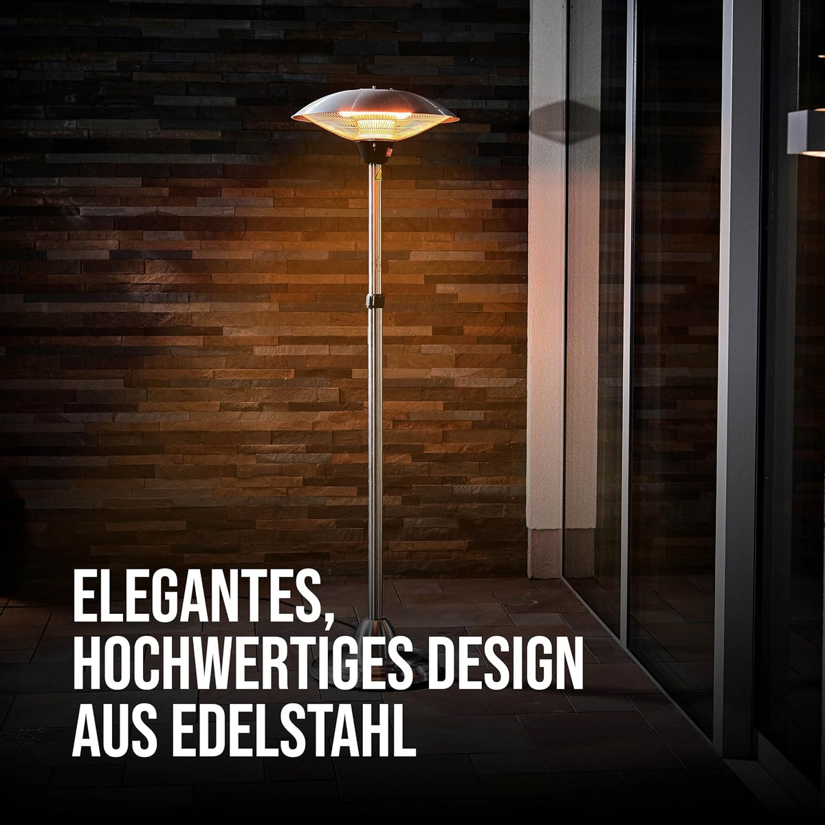 Enders Terrassenheizer Barcelona, Elektro Standstrahler, Heizpilz, Terrasse und Balkon, höhenverstellbar, 3 Leistungseinstellungen, 900 - 2.100 W, Infrarot-Strahlungswärme, inkl. Kippsicherung #4906