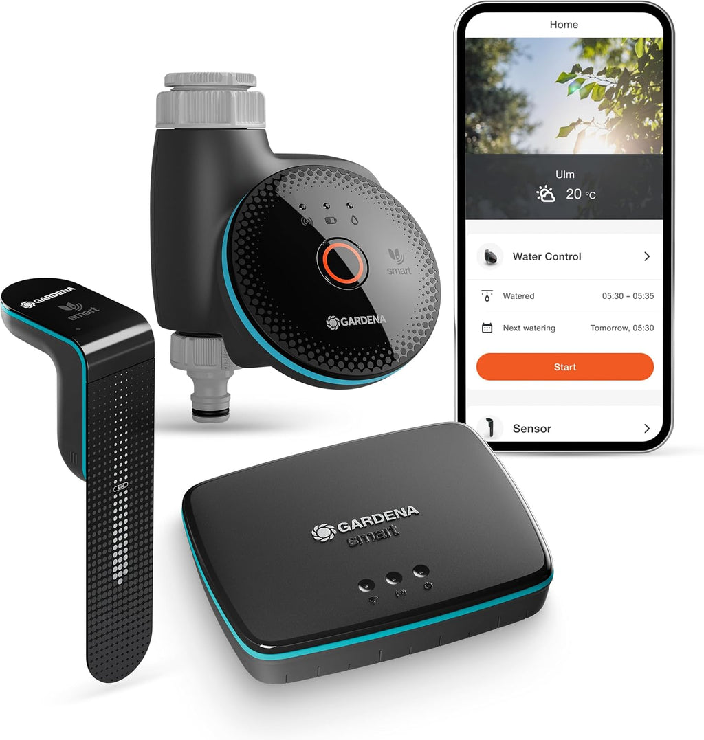 Gardena smart Sensor Control Set Bewässerungssteuerung; smart: Datengesteuerte Bewässerung*, Smart Home Integration*, Bodenfeuchtesensor im Lieferumfang enthalten, Hochwertige Ventiltechnik (19045-20)